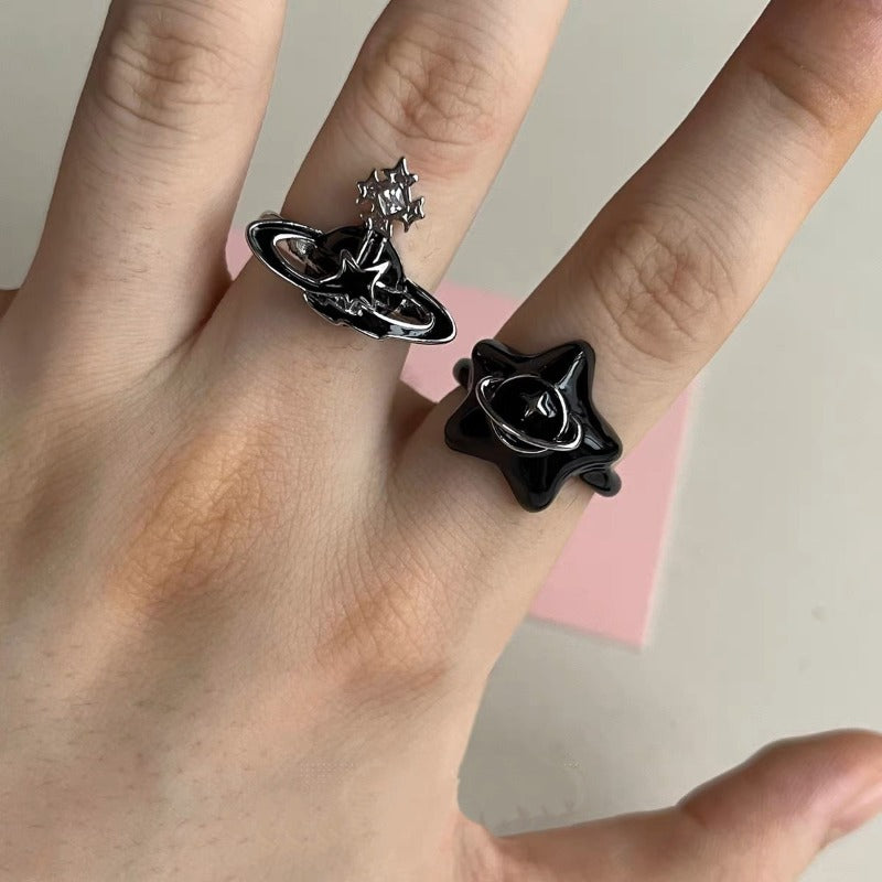 Noir Planet Rhinestone Ring