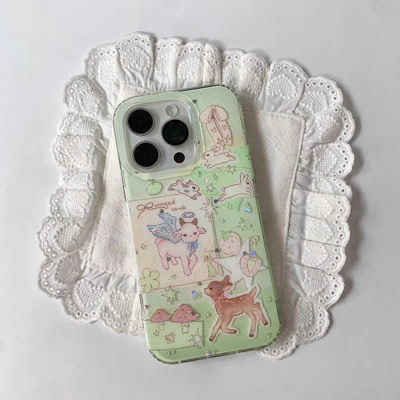 Mint Glitter Animal Case