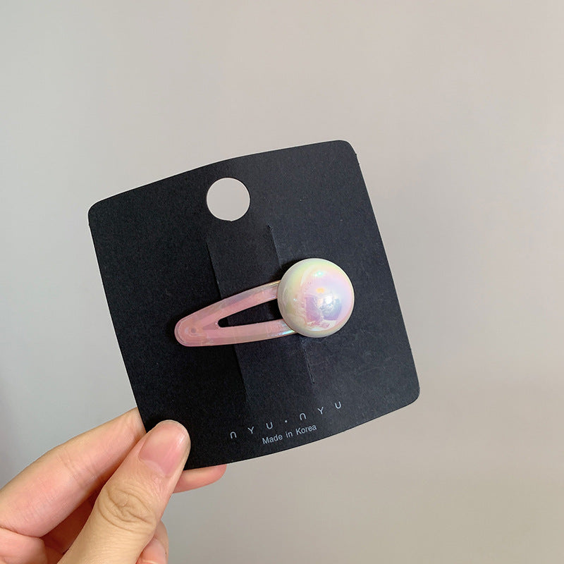 Iridescent Pink Pearl Hair Clips