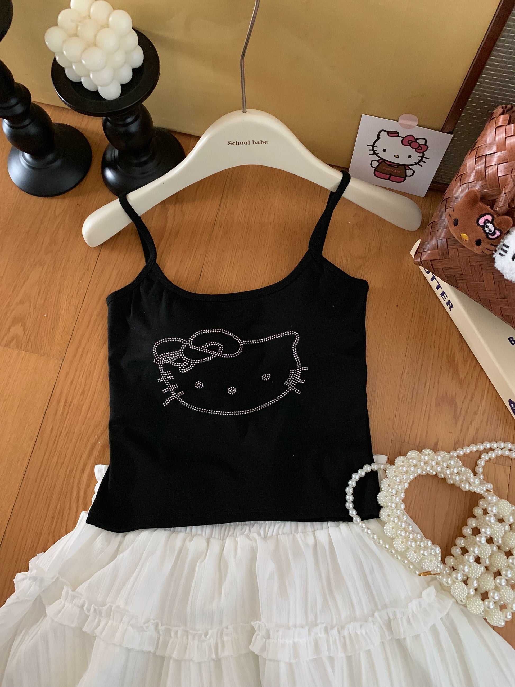Rhinestone Kitty Cami