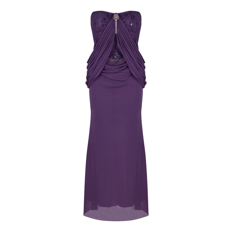 Ruched Off-Shoulder Evening Gown