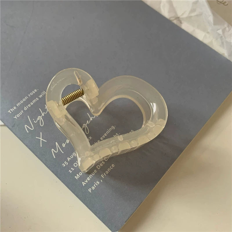 Translucent Heart Claw Clips