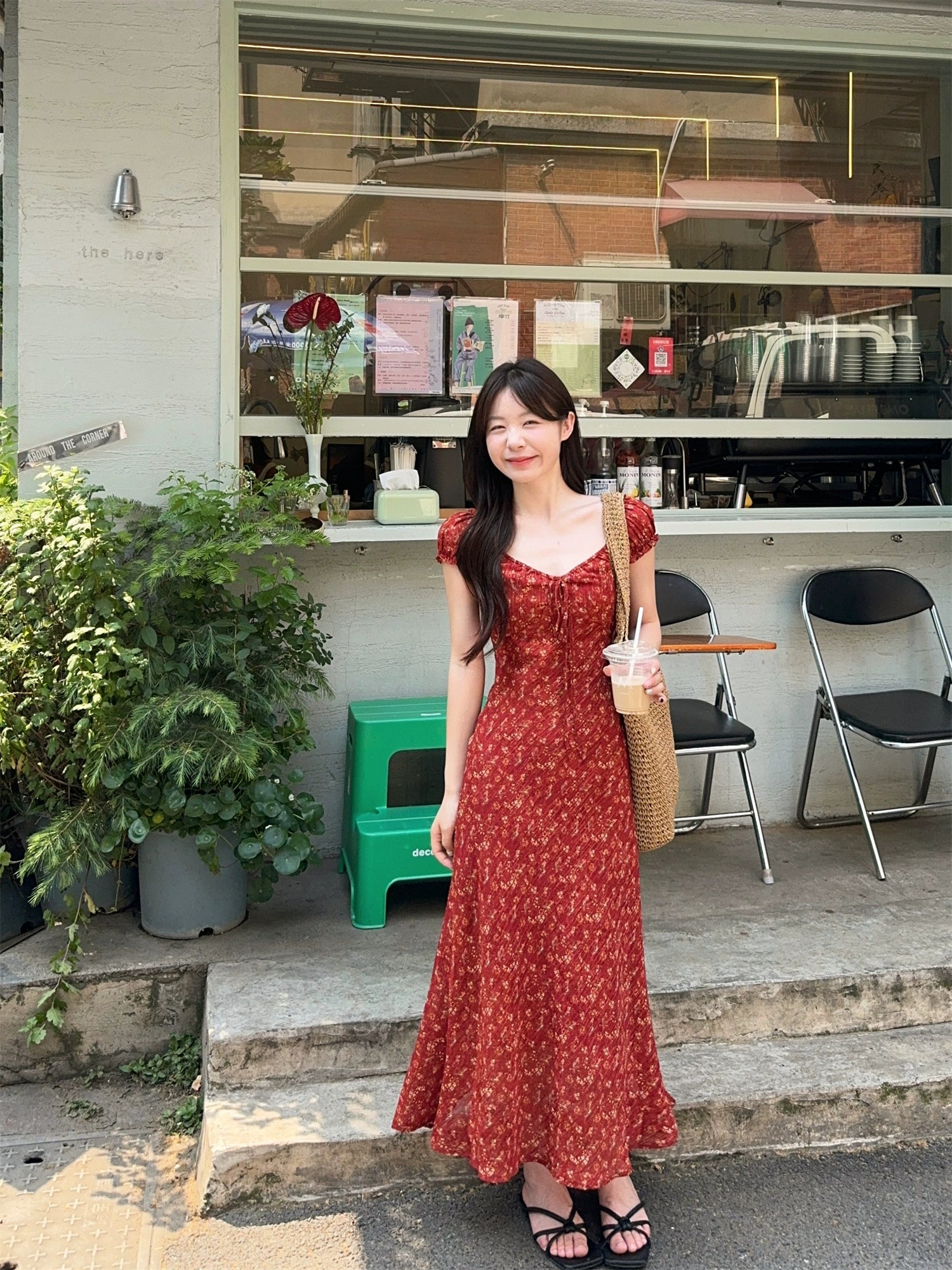 Rust Floral Tie-Front Maxi