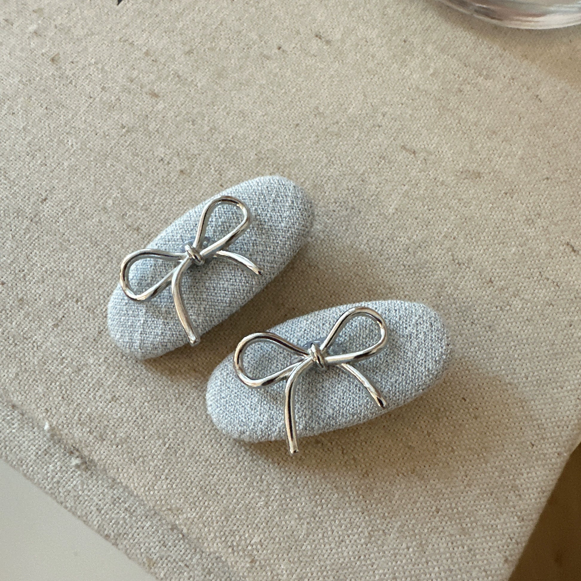 Grey Fabric Bow Clips