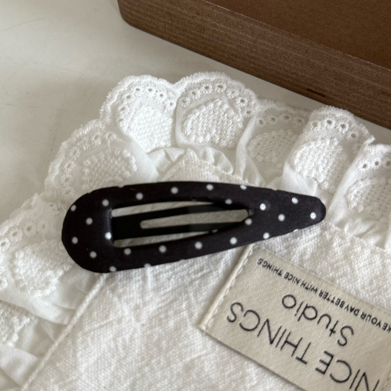 Polka Dot Fabric Hair Clips Set
