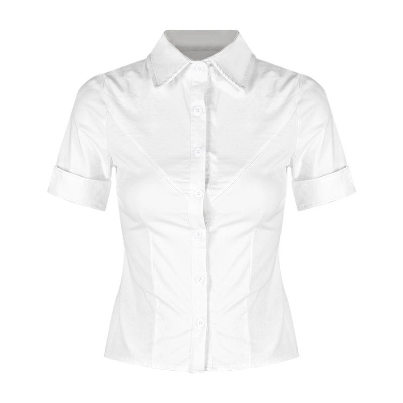 Tailored Slim‑Fit Button Blouse