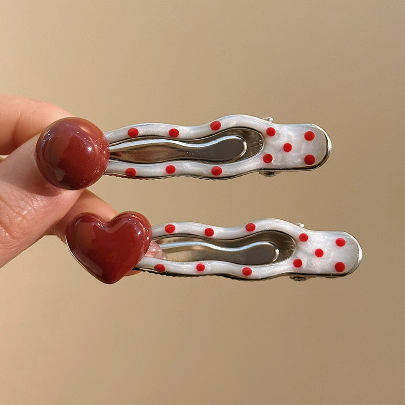 Kawaii Polka Metal Hair Clips