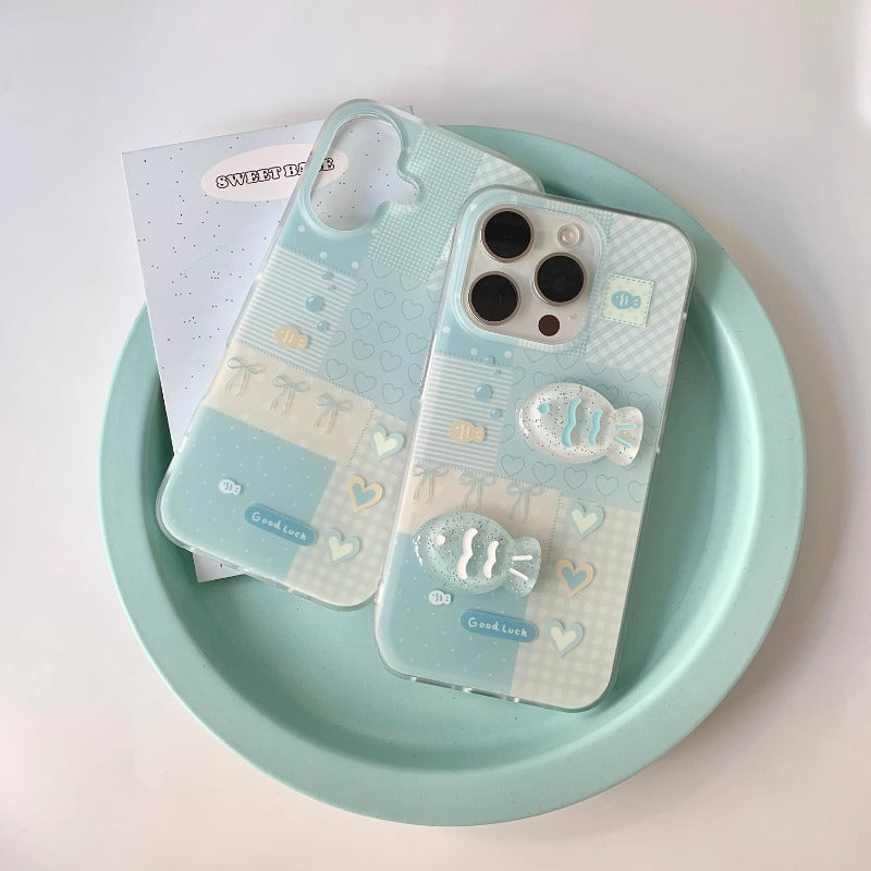 Blue Patchwork Fish Case