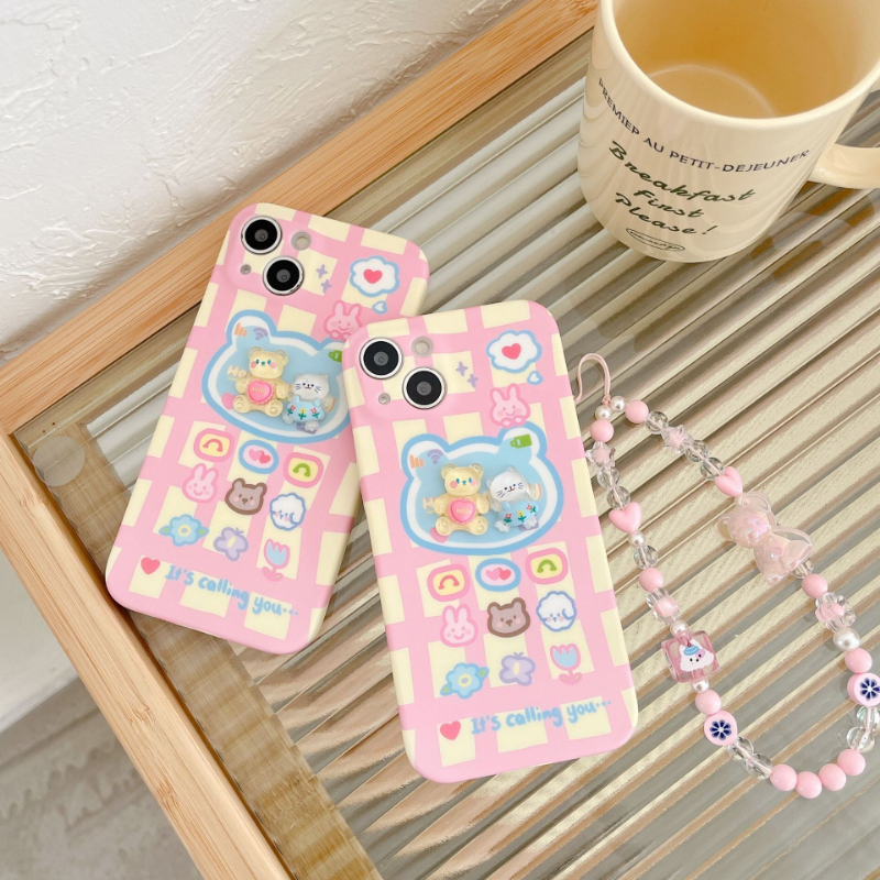 Pink Plaid Bear Case