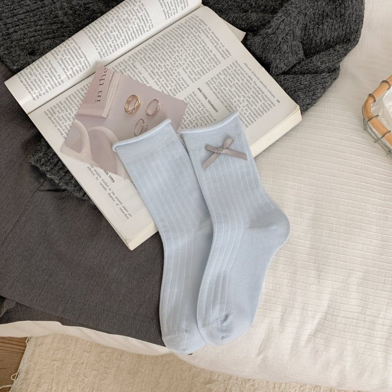 Embroidered Heart Stripe Socks