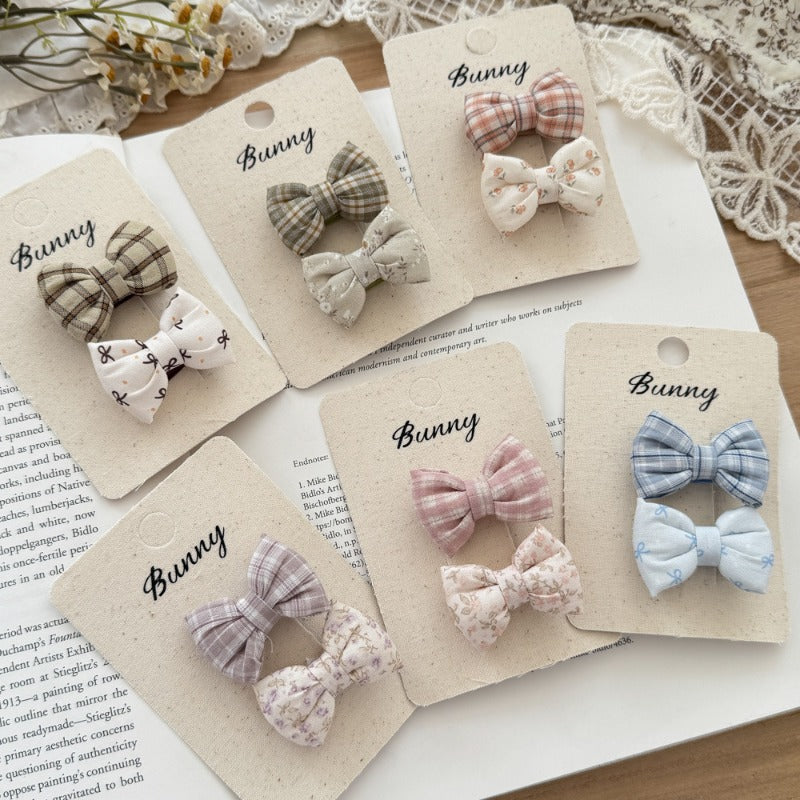 Vintage Plaid Cotton Bow Clips