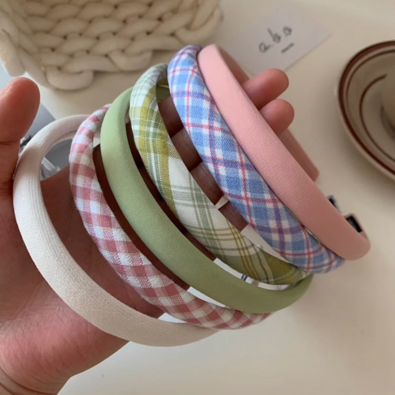 Pastel Gingham Headband Set