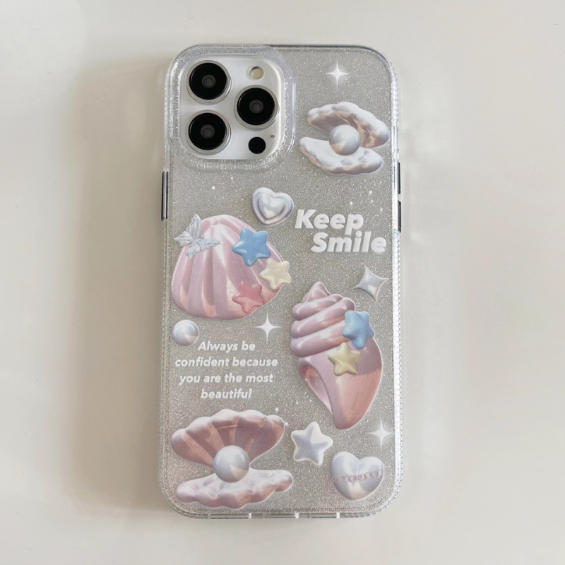 Keep Smile Shell Glitter Case