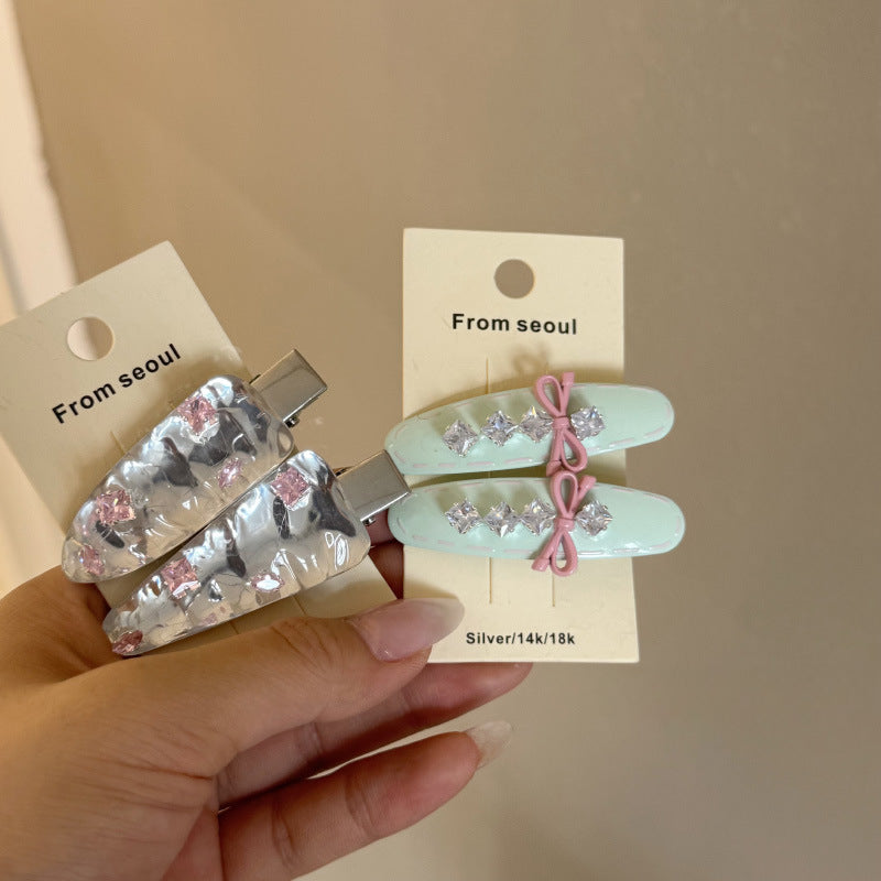 Crystal Bow Hair Clips Set