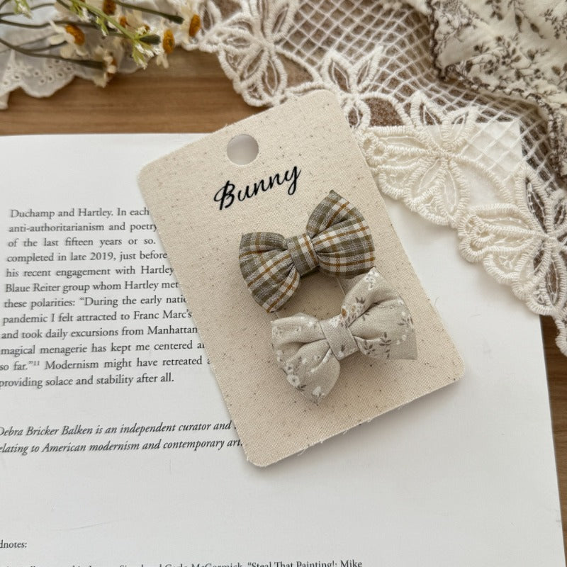 Vintage Plaid Cotton Bow Clips