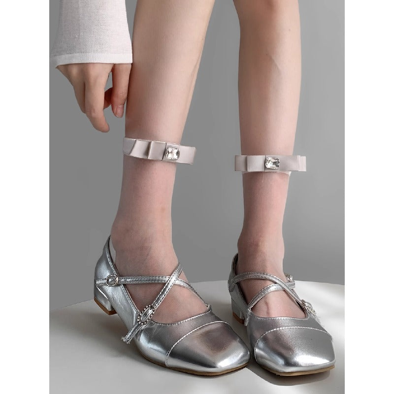 Satin Ribbon Anklet with Pearl