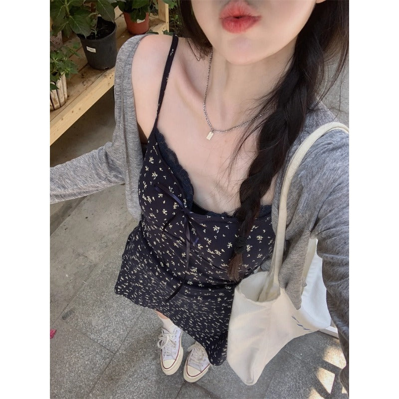 Floral Mini Dress Cardigan