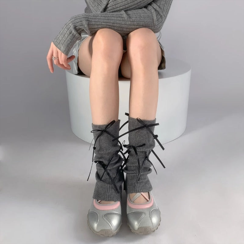 Stylish Ribbed Lace-Up Ankle Socks
