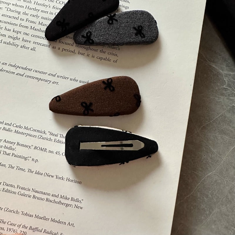 Embroidered Bow Hair Clips
