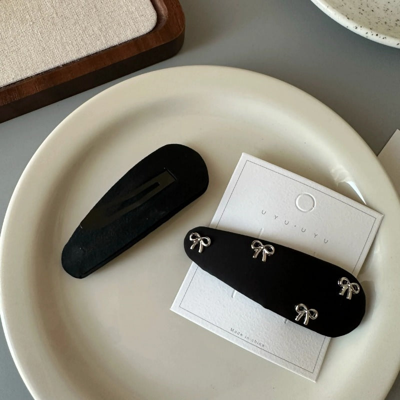 Black Bow Cotton Crew Hair Clip