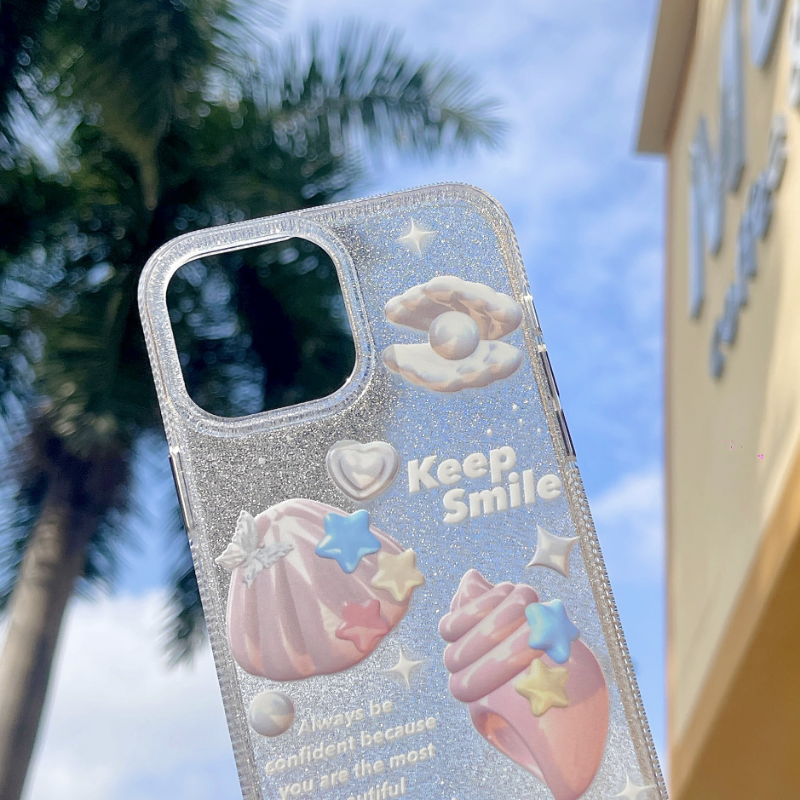 Keep Smile Shell Glitter Case