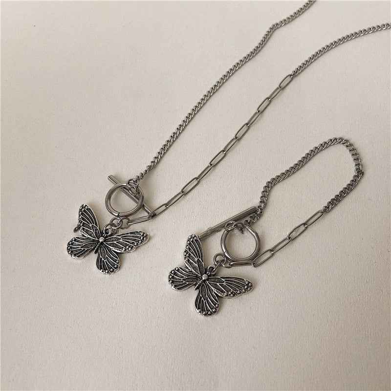 Retro Toned Butterfly Necklace