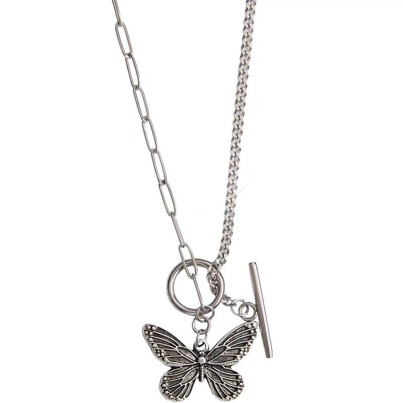 Retro Toned Butterfly Necklace