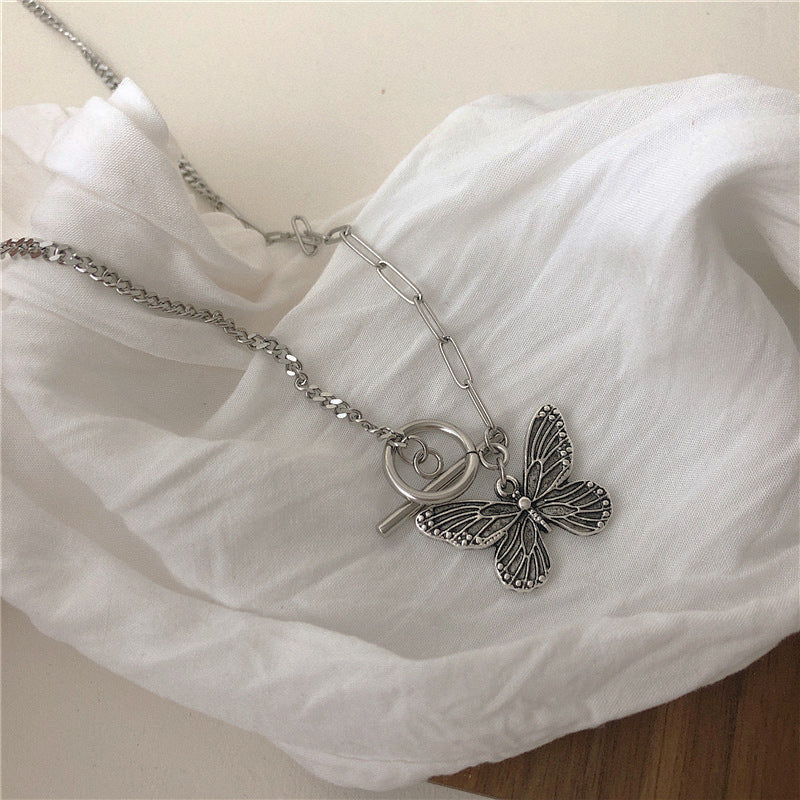 Retro Toned Butterfly Necklace