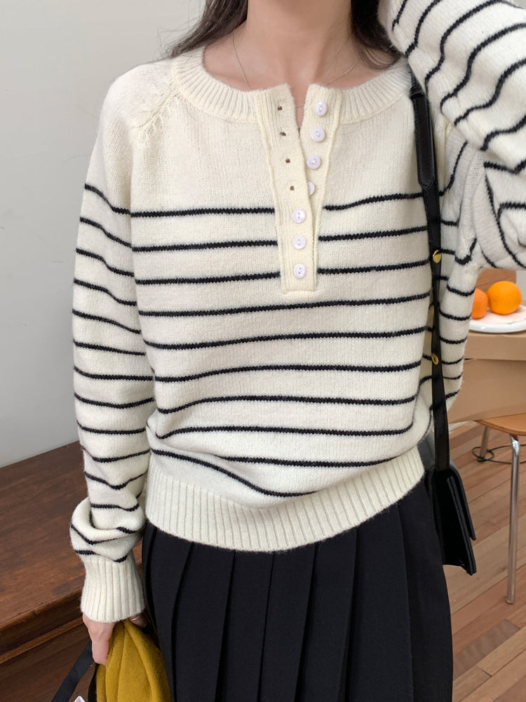 Collar Stripe Polo Sweater
