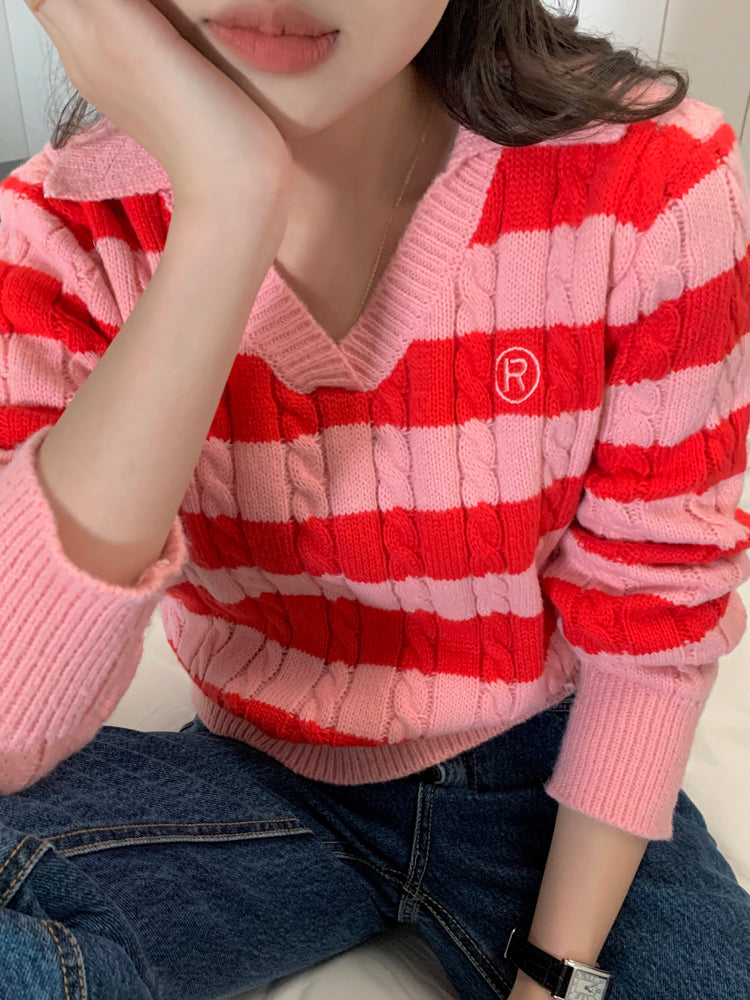 Daisy Stripe Knit Sweater