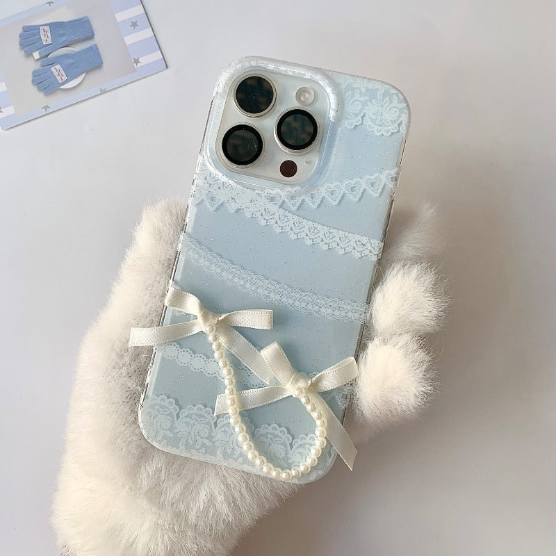 Chic Lace Elegance Light Blue Phone Case