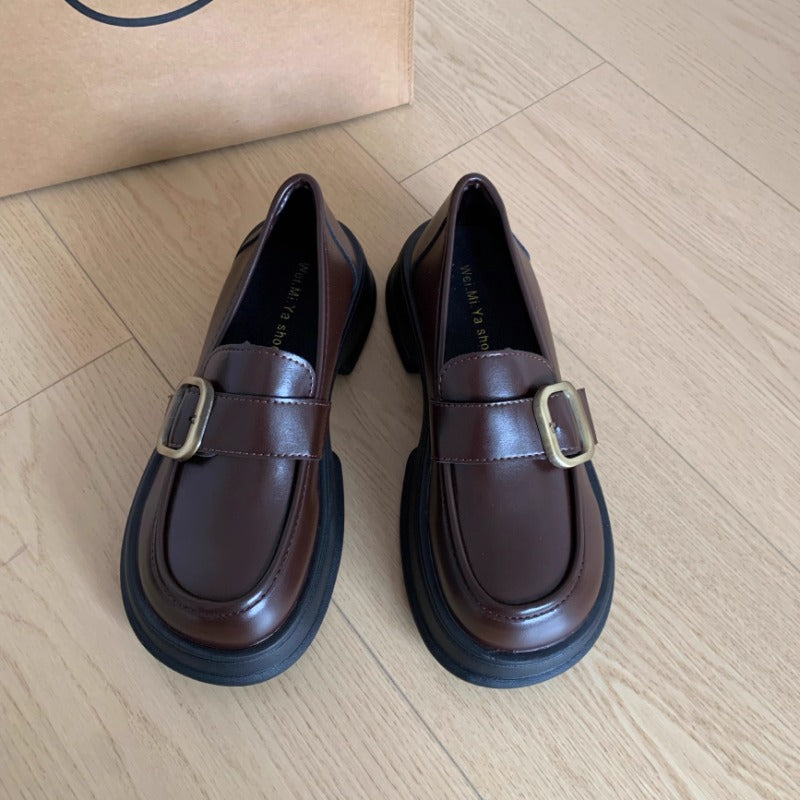 Classic Buckle Leather Loafers