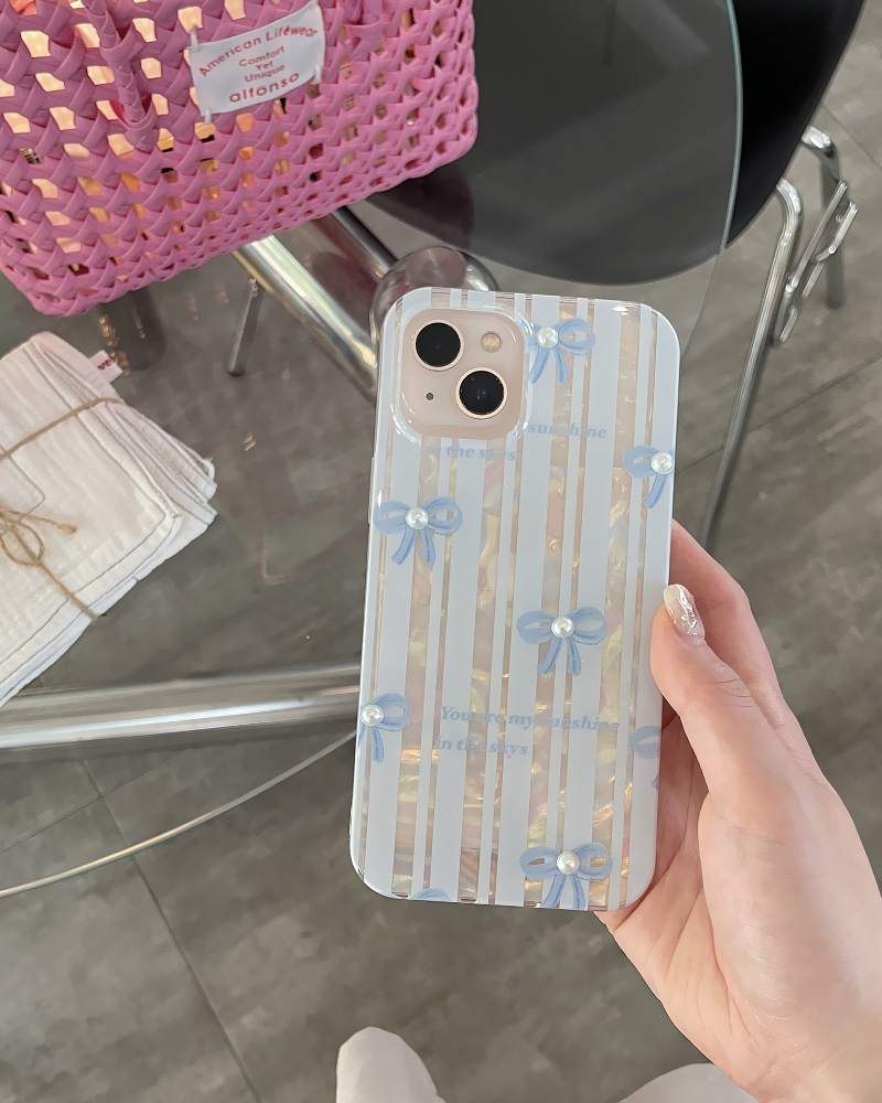 Pearl Bow Vertical Stripe Case