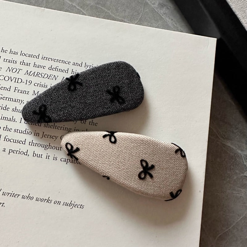 Embroidered Bow Hair Clips