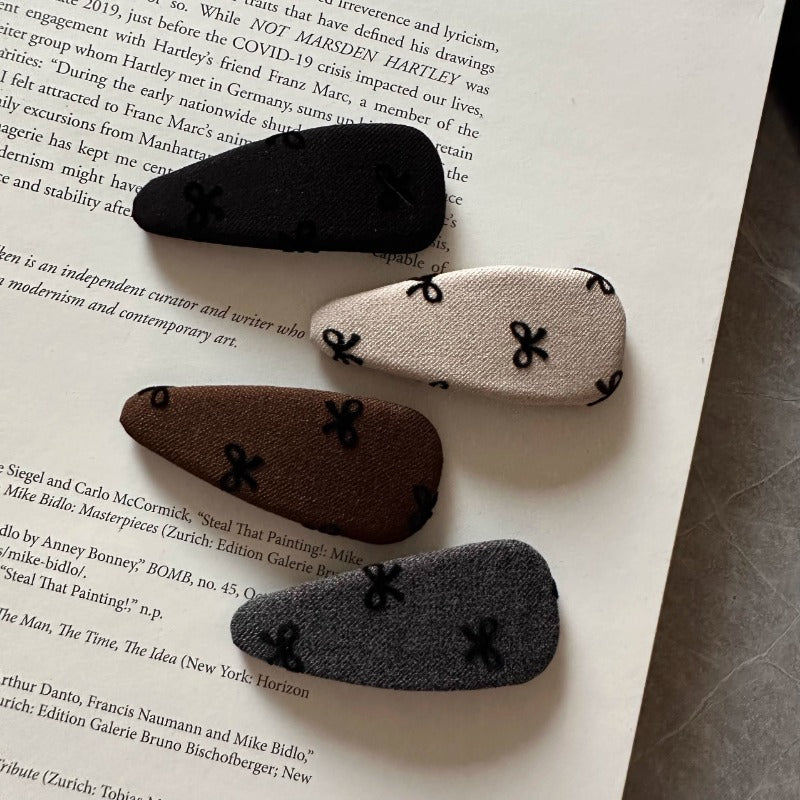 Embroidered Bow Hair Clips