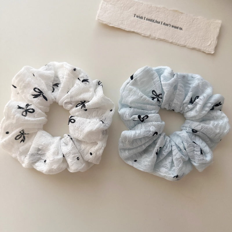 Lace Bow Print Scrunchies