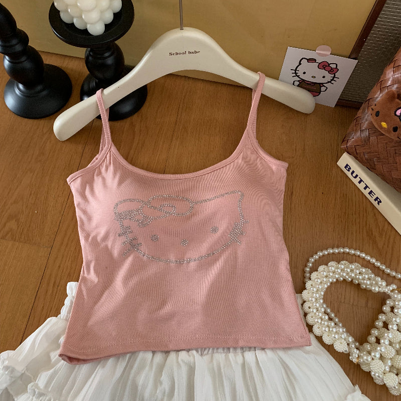 Rhinestone Kitty Cami