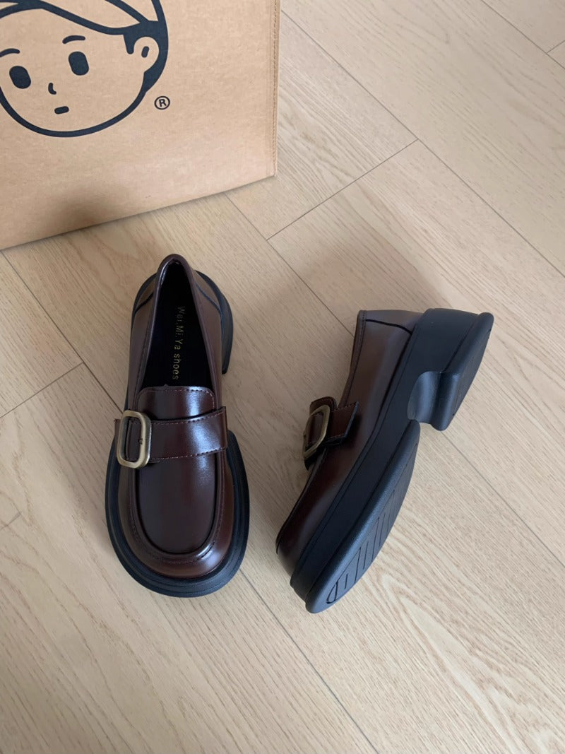 Classic Buckle Leather Loafers