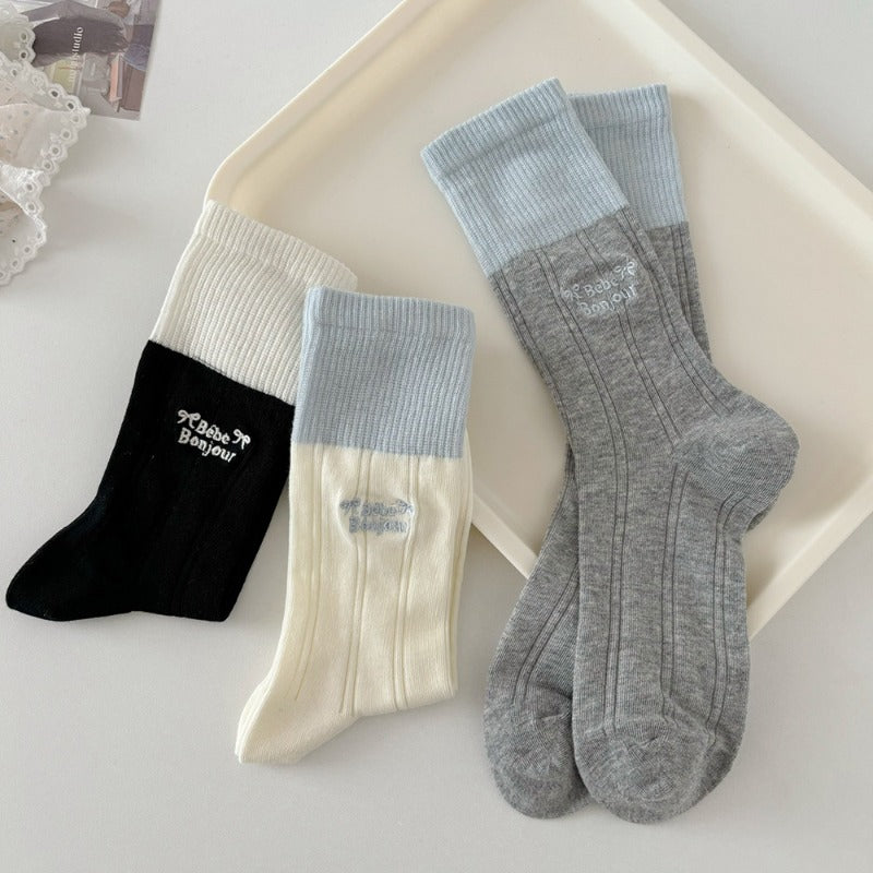 Contrast Colorblock Ribbed Socks