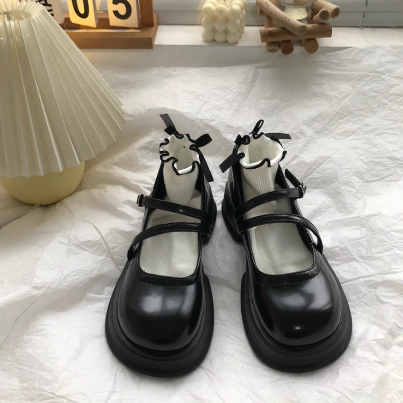 Glossy Double Strap Mary Janes