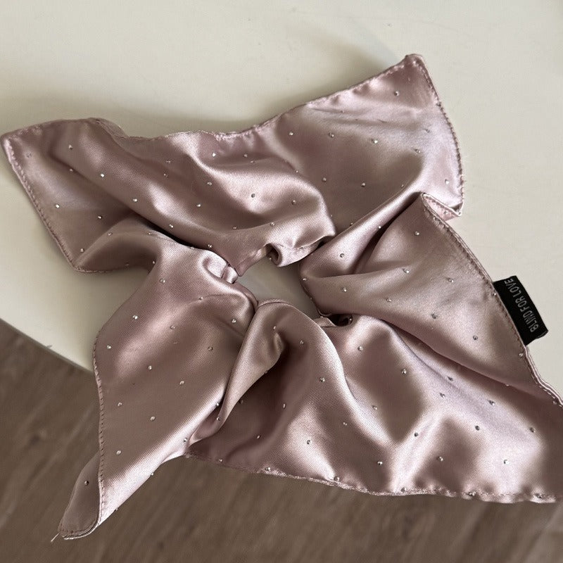 Sparkling Satin Rhinestone Bow Scrunchie