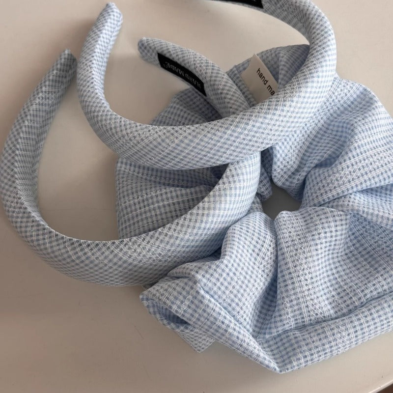 Blue Plaid Scrunchie Set