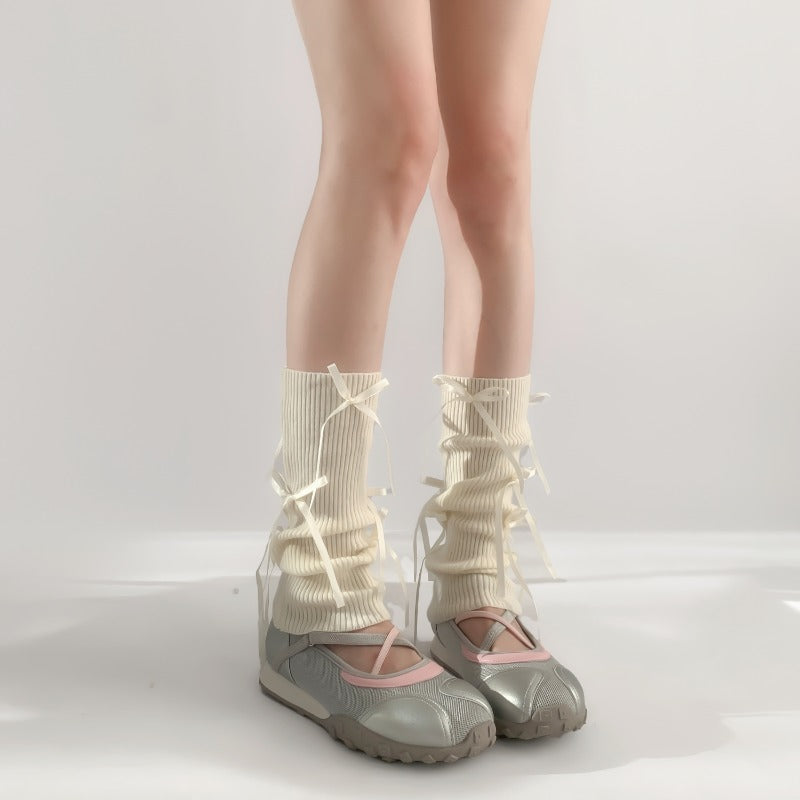 Stylish Ribbed Lace-Up Ankle Socks