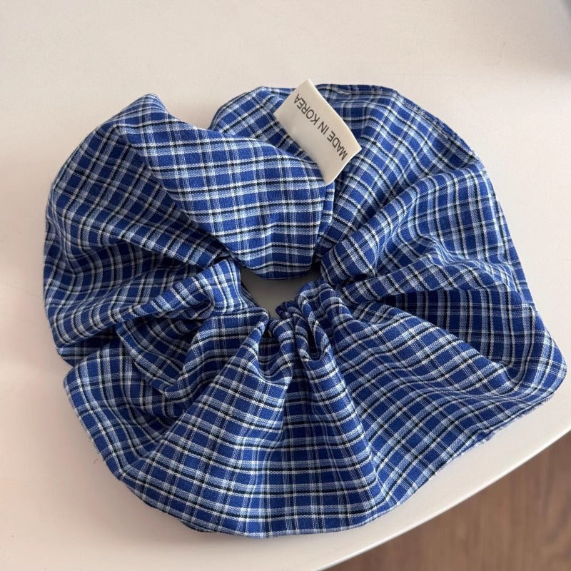 Blue Plaid Scrunchie Set