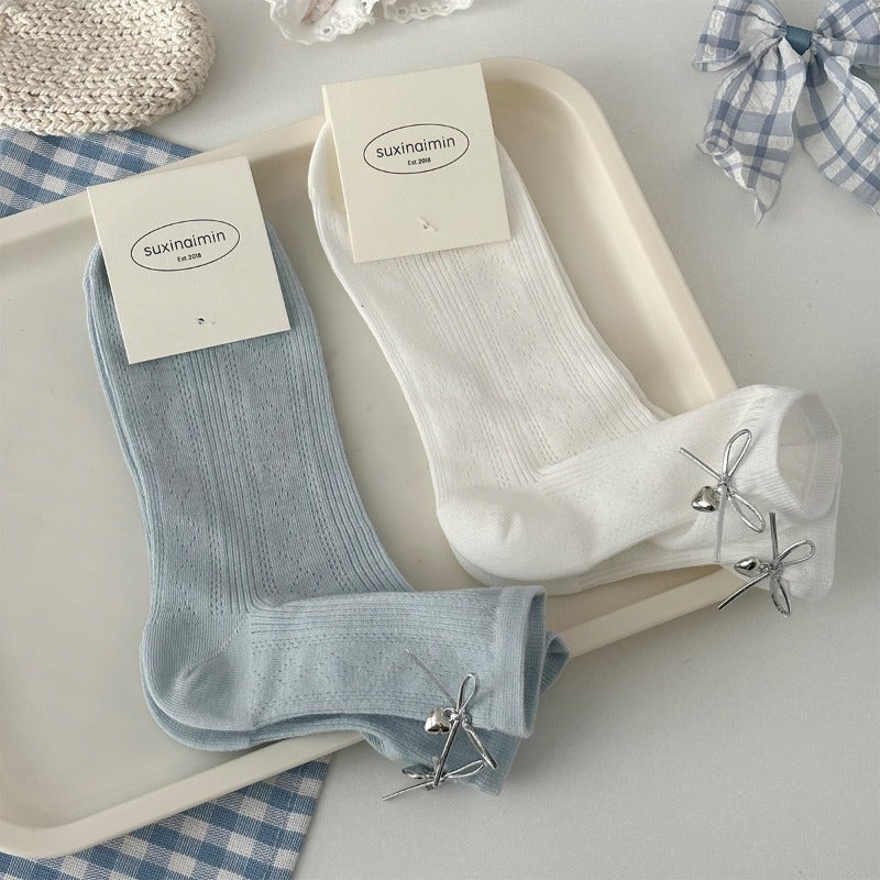 Ribbed Bell Bow Socks
