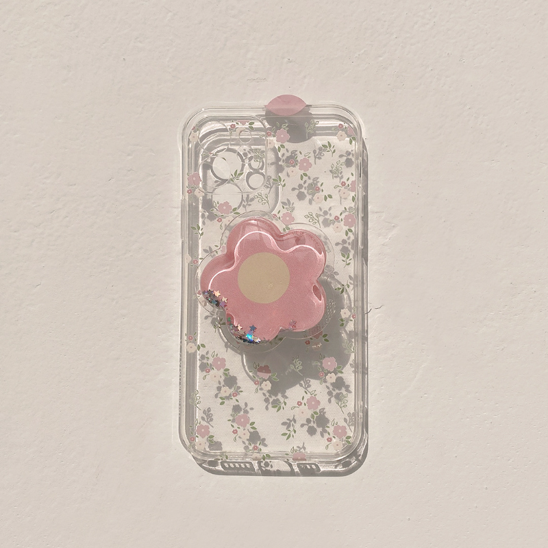 Transparent Pink Flower Case