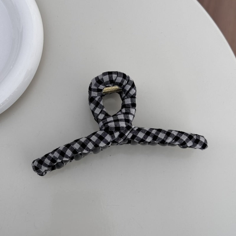 Black Gingham Hair Claw Clips