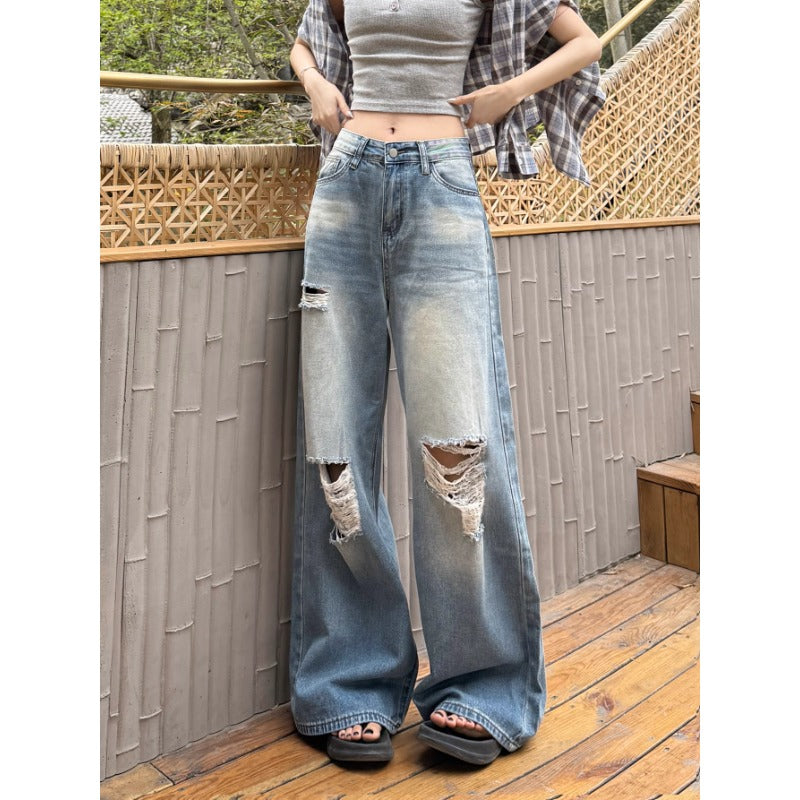 Ripped Wide-Leg Jeans