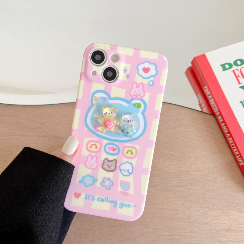 Pink Plaid Bear Case