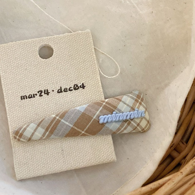 Plaid Embroidered Hair Clips